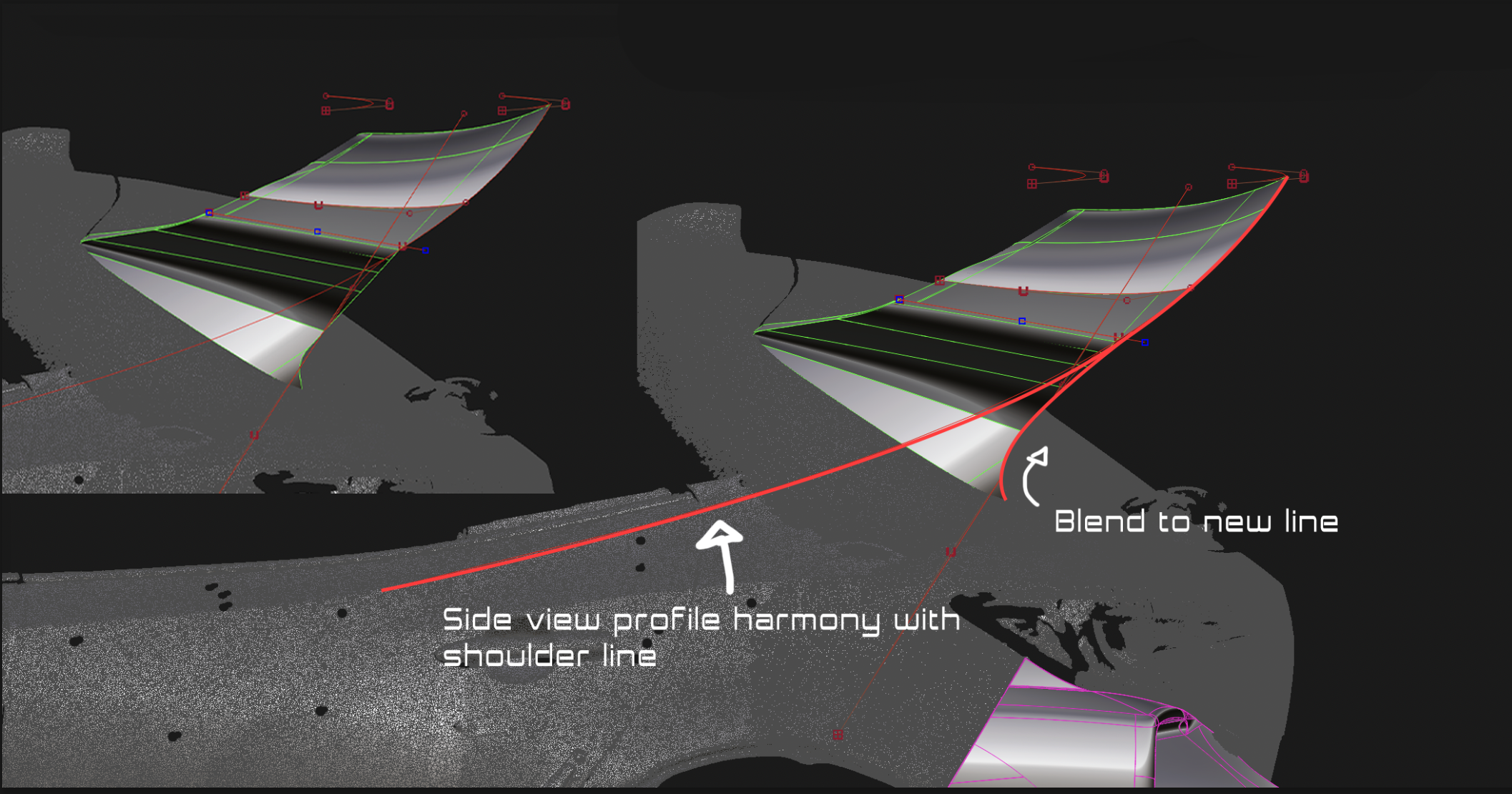 CAD surface study with annotations